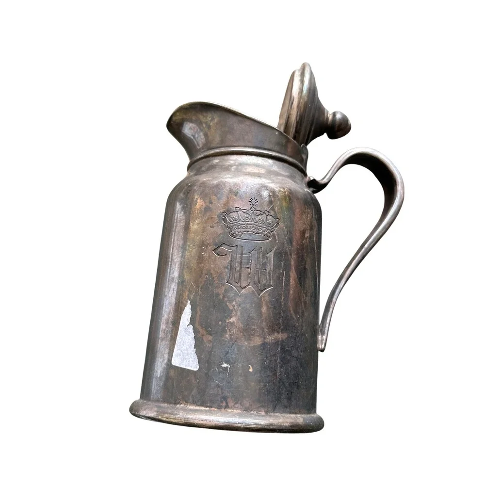 Reed & Barton Silver Soldered Pitcher Crown Crest Engraved Vintage Hotel 3000 1P